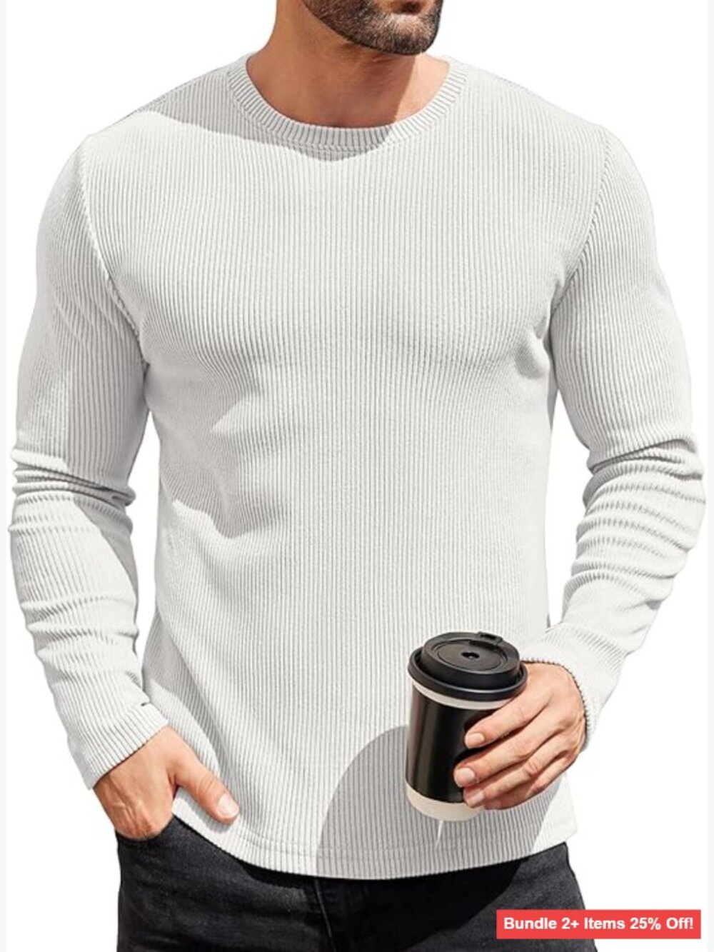 Men's Slim Fit Thermal Long Sleeve Crewneck Pullover Shirt